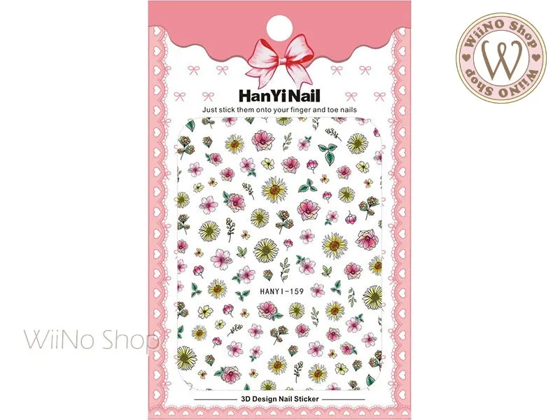 Hand Drawn Flower Adhesive Nail Art Sticker - 1 pc (HY-159)