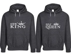 Her King His Queen Couple Matching Speckle Hoodies