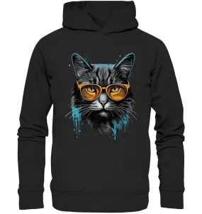 Herren Hoodie mit Katzenmotiv „Blue Splash Cat“