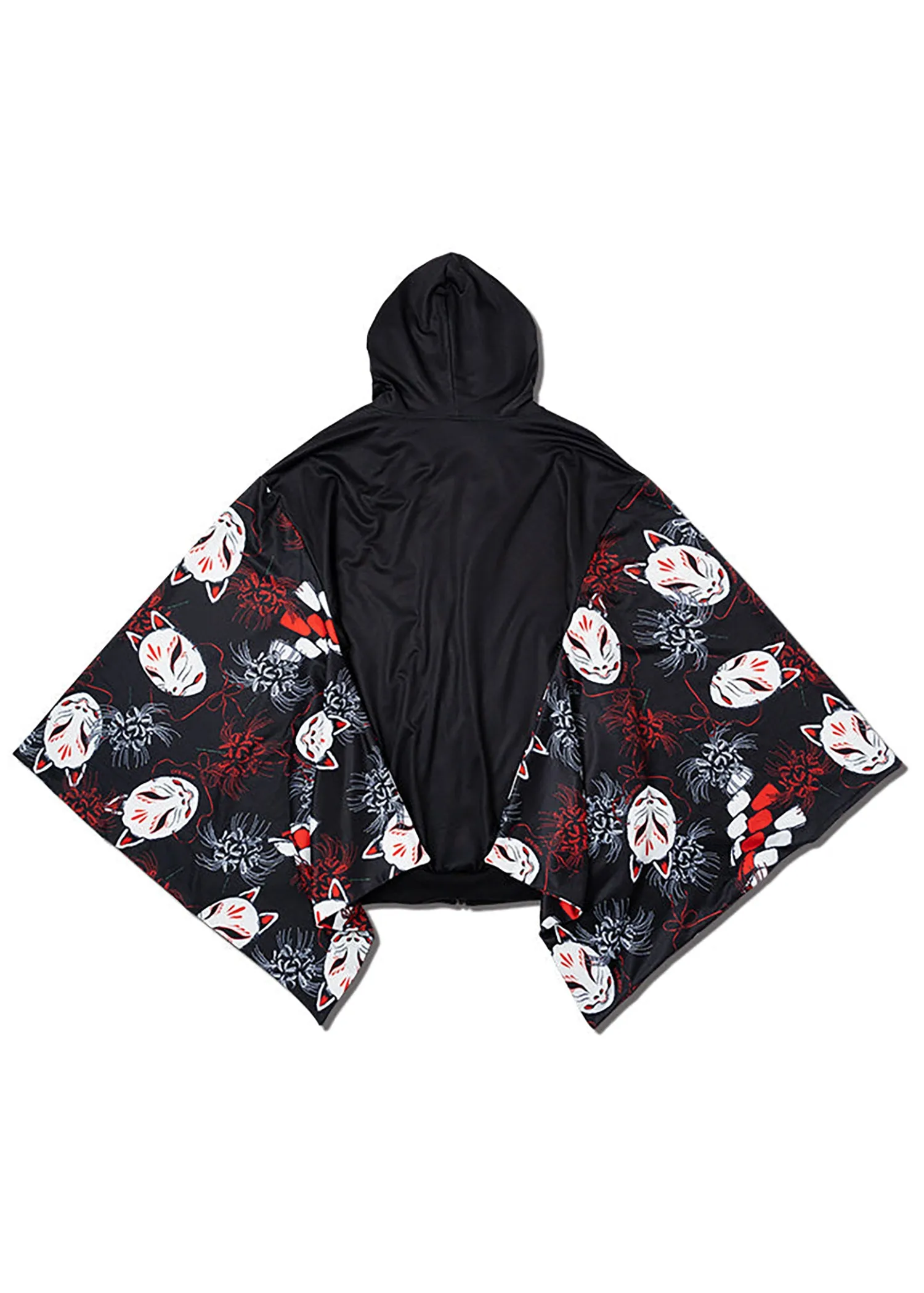 Higabana Kitsune Fox Mask Kimono Zip Up Hoodie