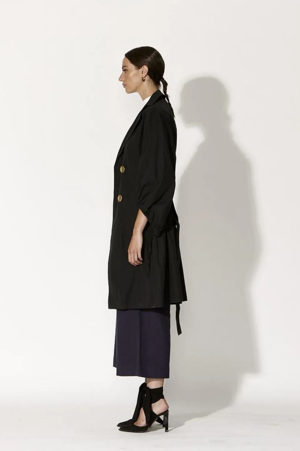 High Hopes Balloon Sleeve Black Trench Coat