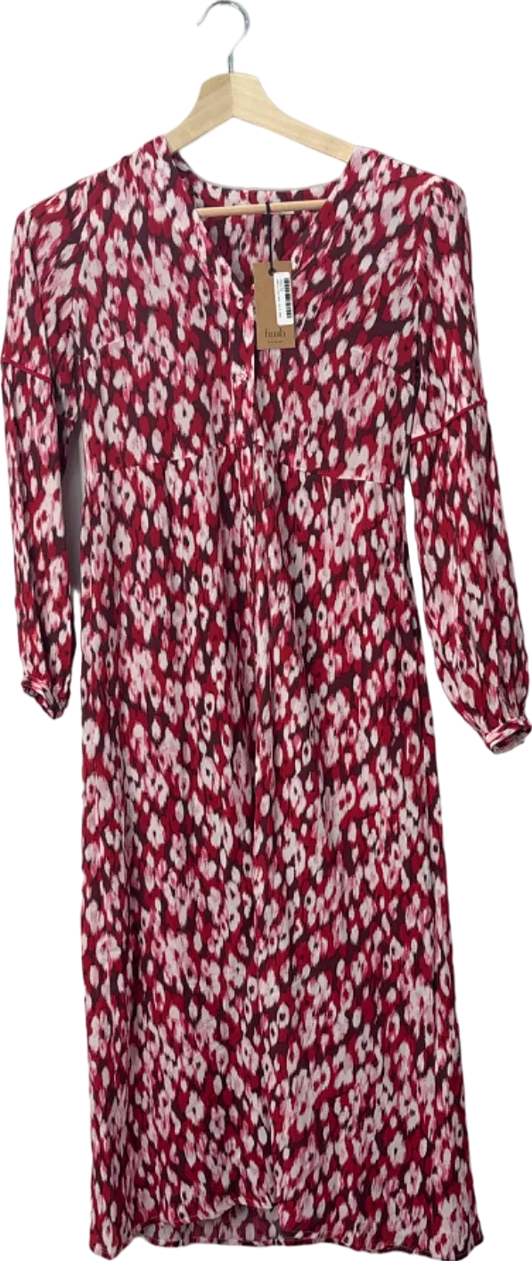 Hush Red Jinni Midi Dress Ikat Floral Red UK Size 4