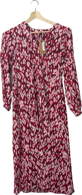 Hush Red Jinni Midi Dress Ikat Floral Red UK Size 4