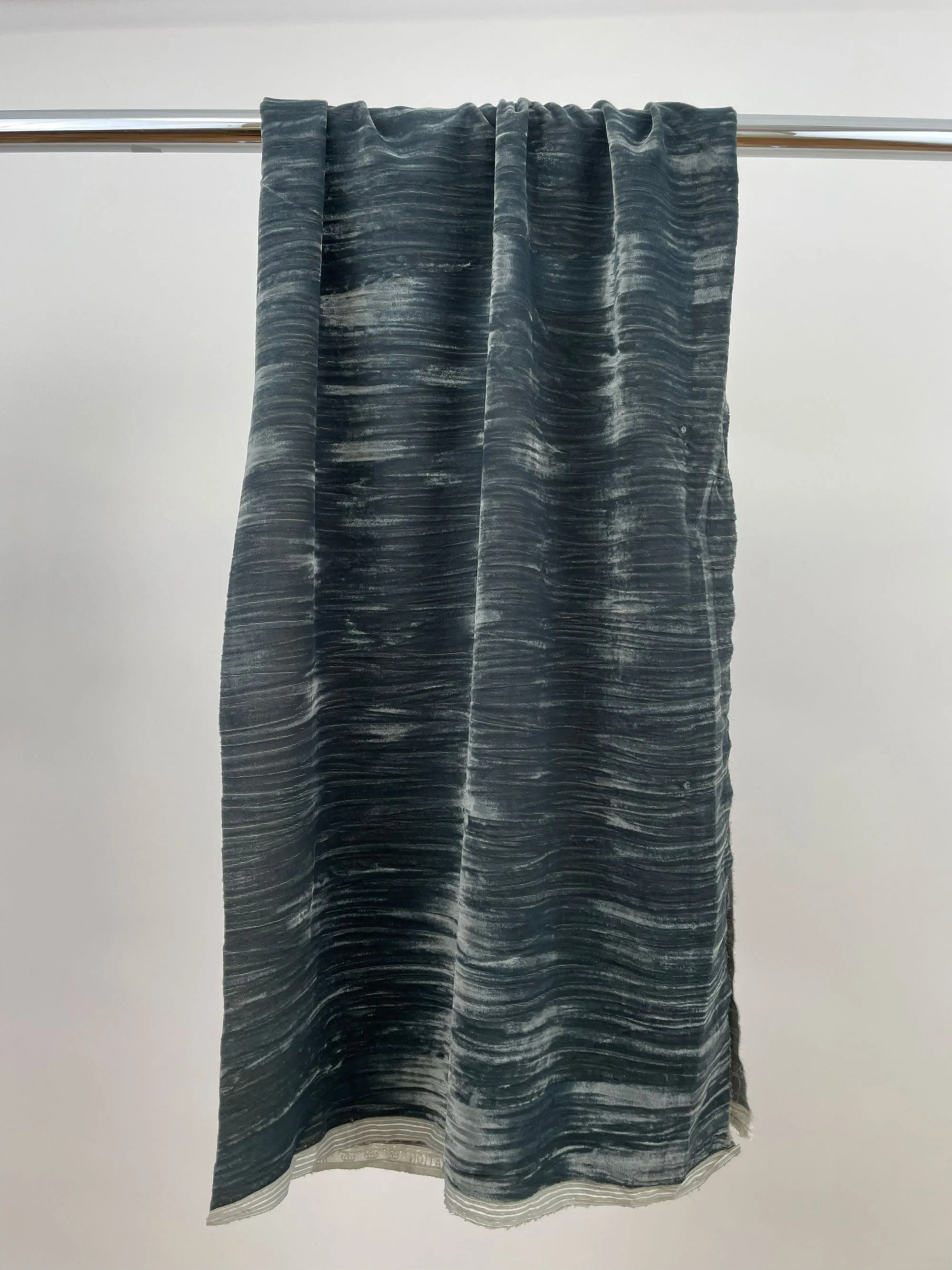 Italian Micro Velvet in Ridged Gray | Designer Deadstock