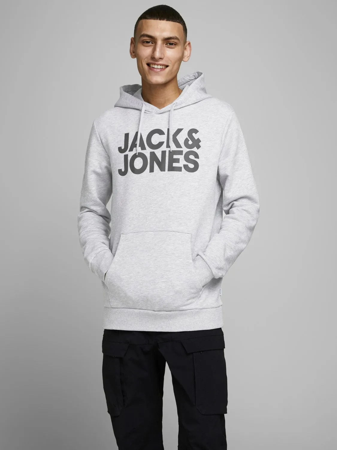 Jack & Jones Men's 'JJECORP' Hoodie Logo Sweatshirt