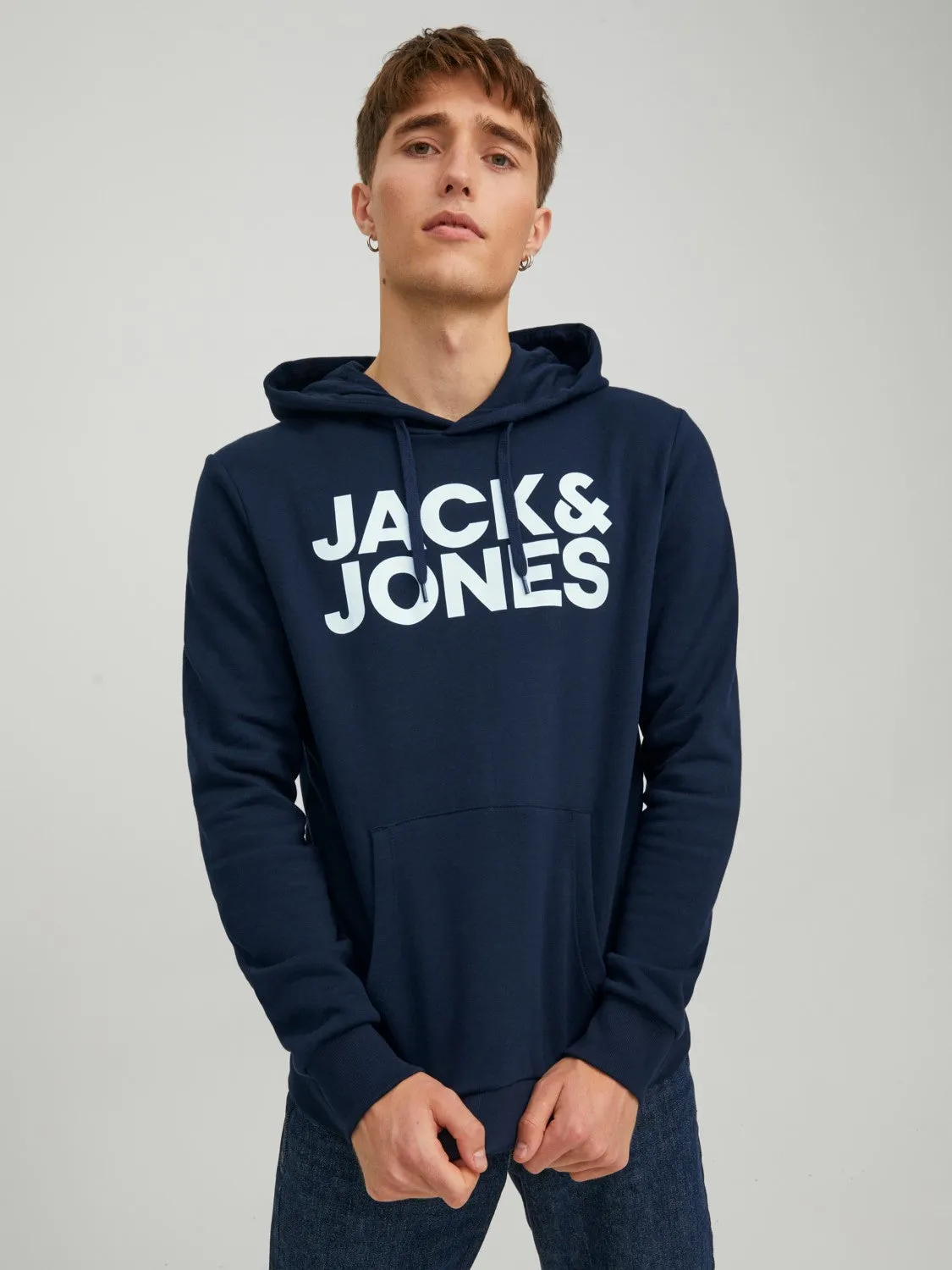 Jack & Jones Men's 'JJECORP' Hoodie Logo Sweatshirt