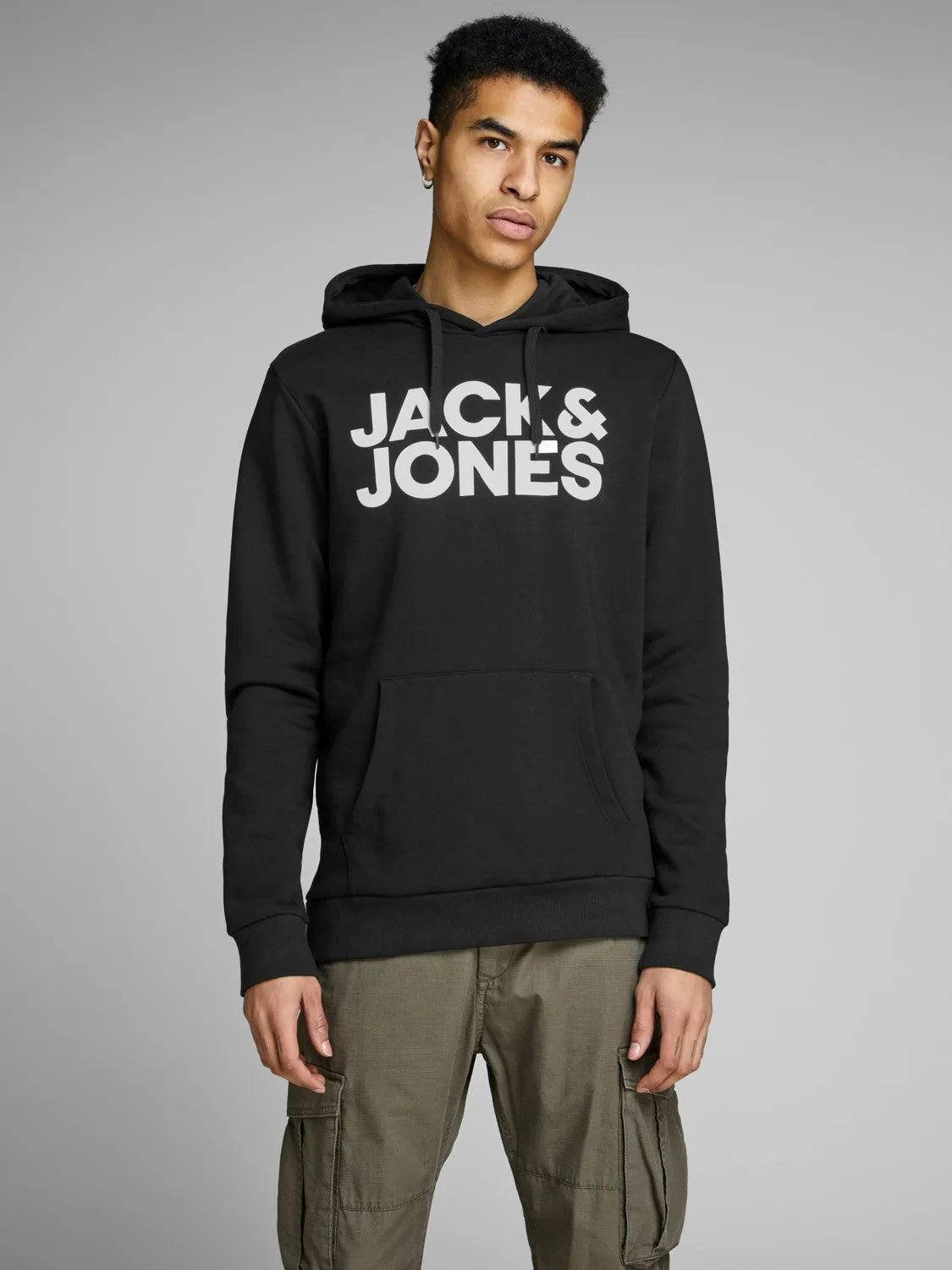 Jack & Jones Men's 'JJECORP' Hoodie Logo Sweatshirt