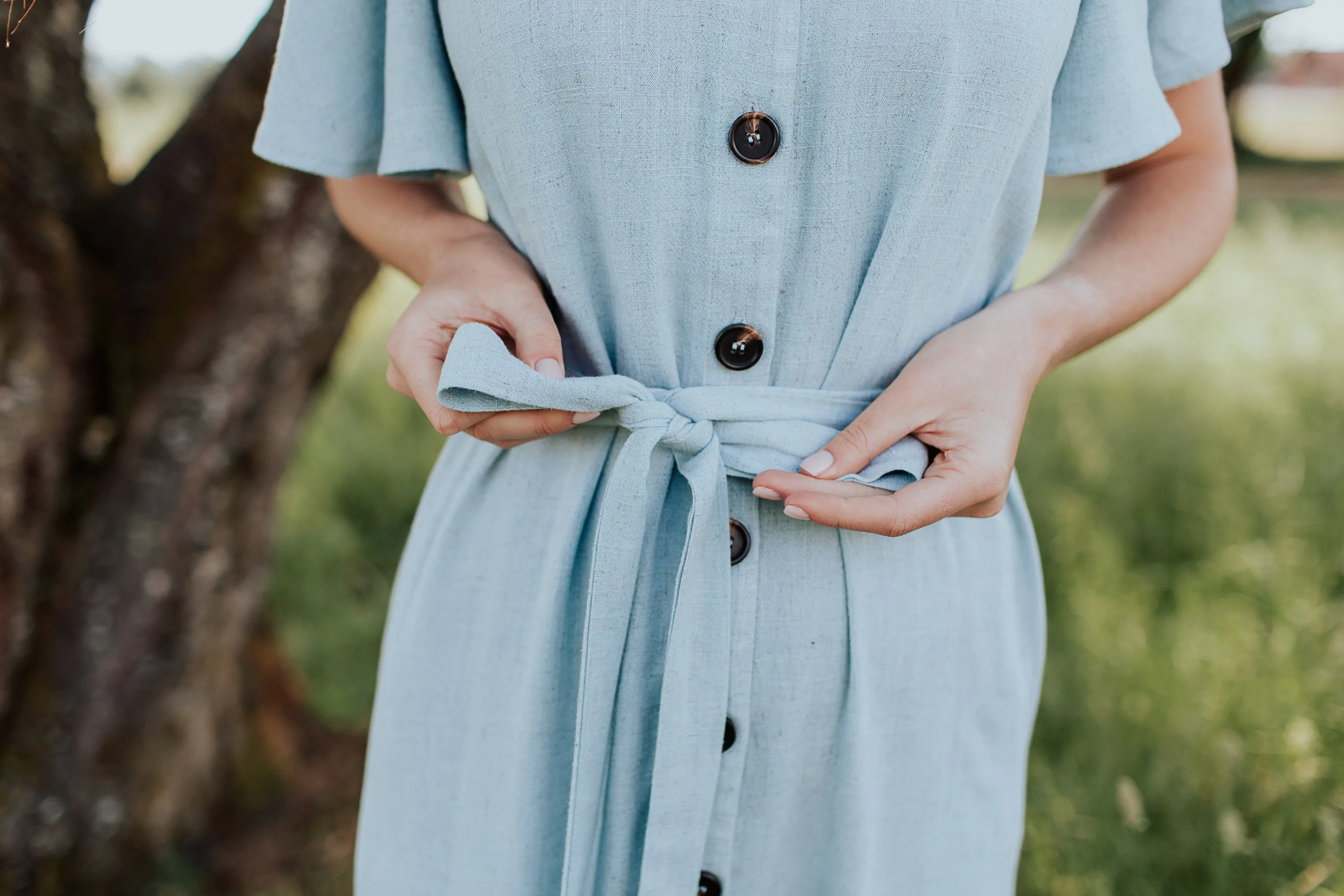 Janelle Button Down Dress in Sky