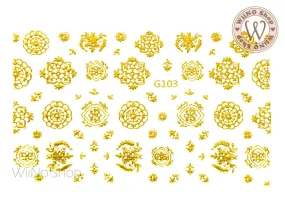 Lace Pattern Adhesive Nail Art Sticker - 1 pc (G-103)