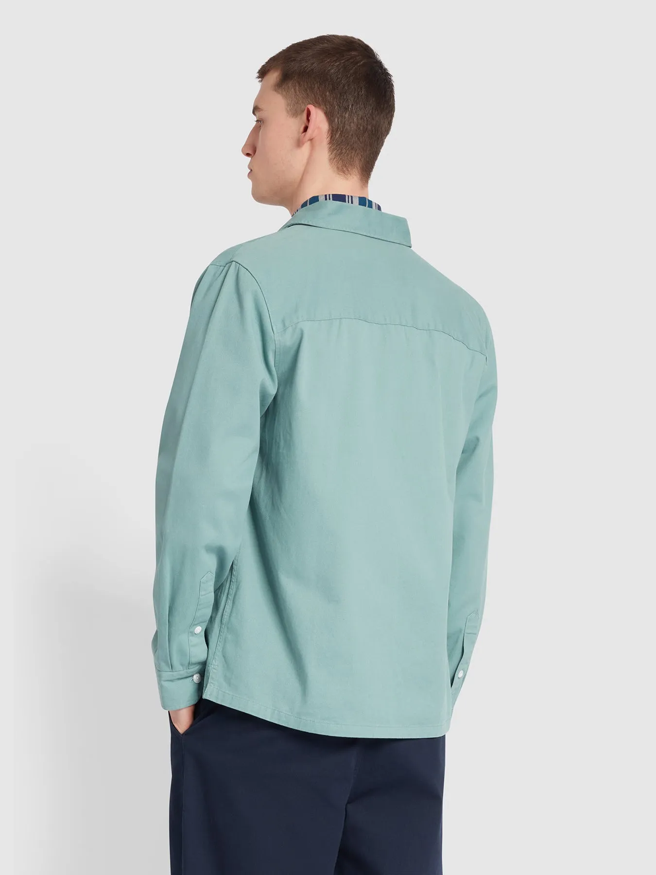 Leon Relaxed Fit Overshirt In Brook Blue