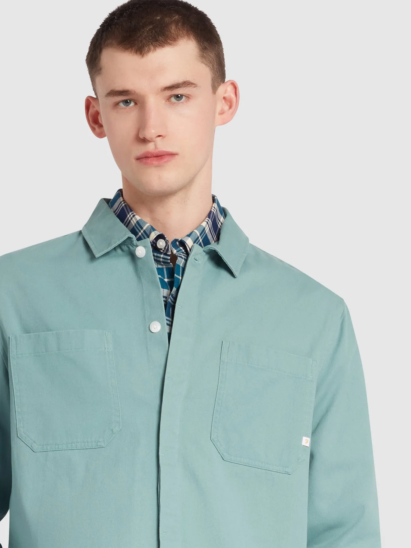 Leon Relaxed Fit Overshirt In Brook Blue