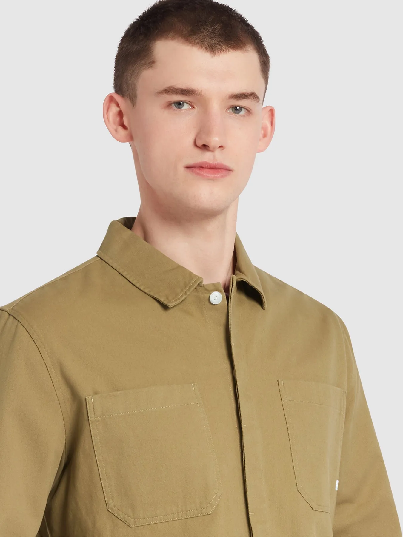 Leon Relaxed Fit Overshirt In True Khaki