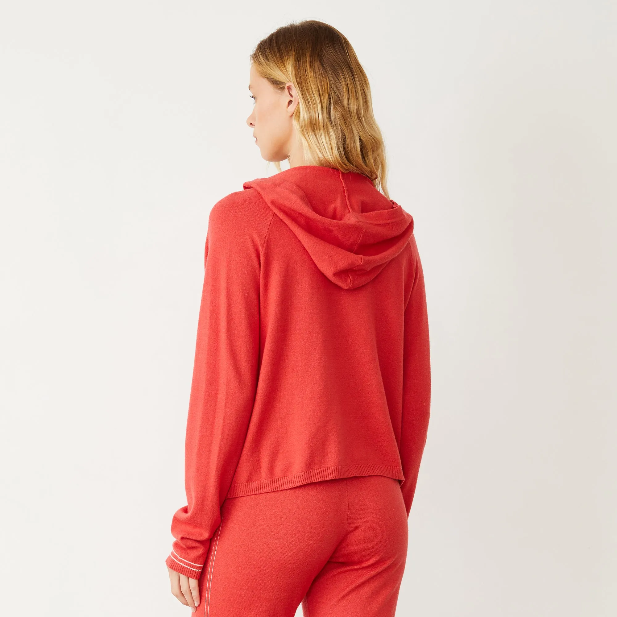 Light Soft Knit Contrast Stitch Hoody