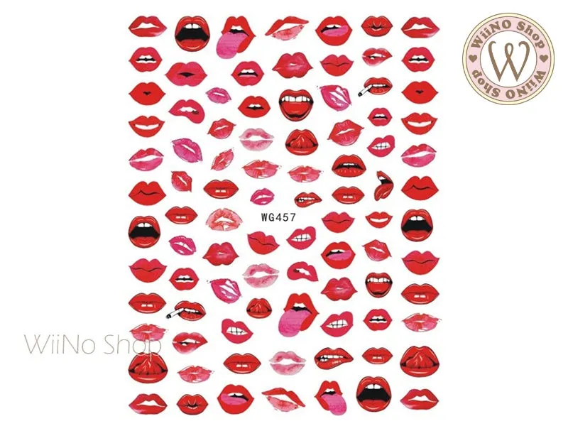 Lips Adhesive Nail Art Sticker - 1 pc (WG457)