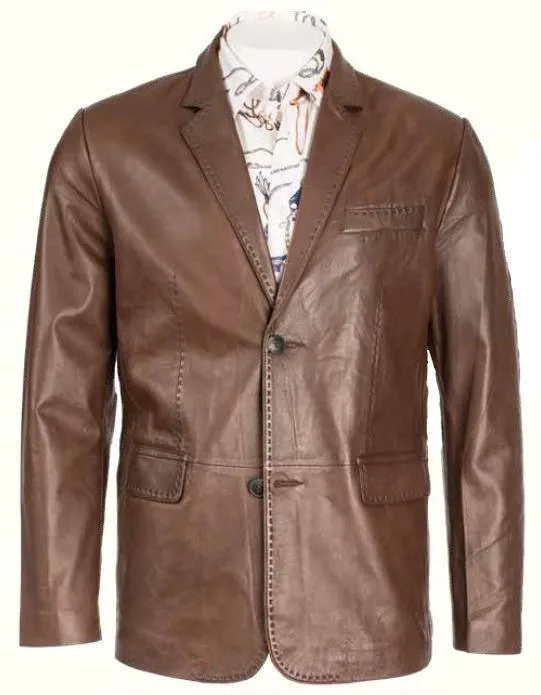 Men's Brown Leather Blazer by  InSerch