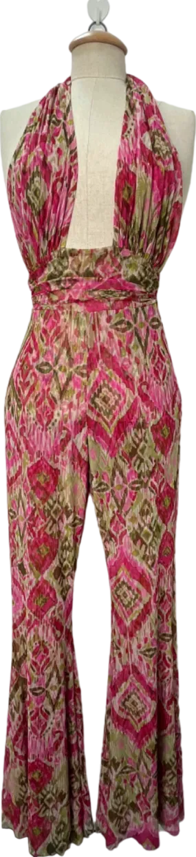 Misa Los Angeles Pink Multi-Color Halter Jumpsuit XS (UK 4)