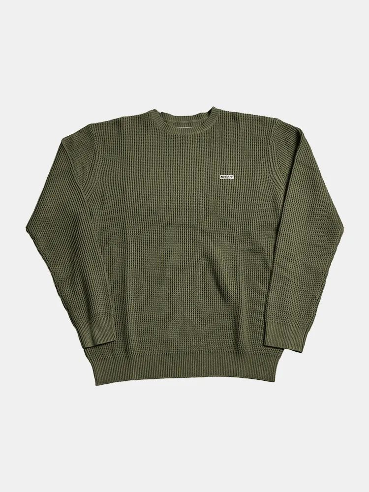 Misfit Downer Cables Knit Crew - Khaki