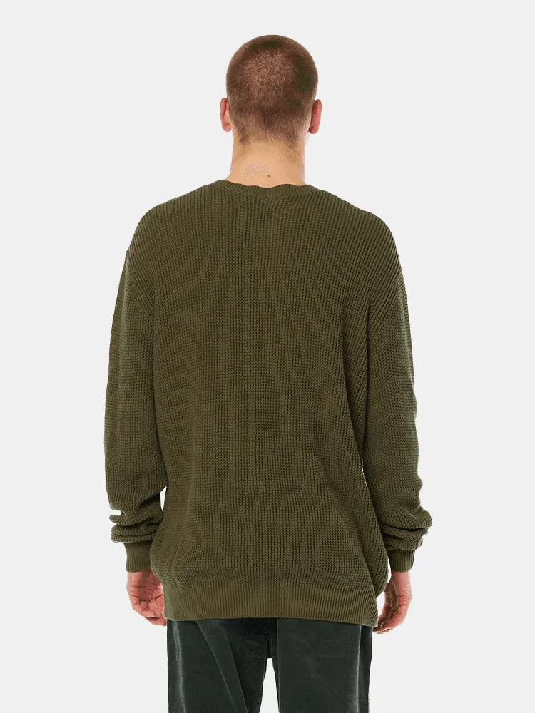 Misfit Downer Cables Knit Crew - Khaki