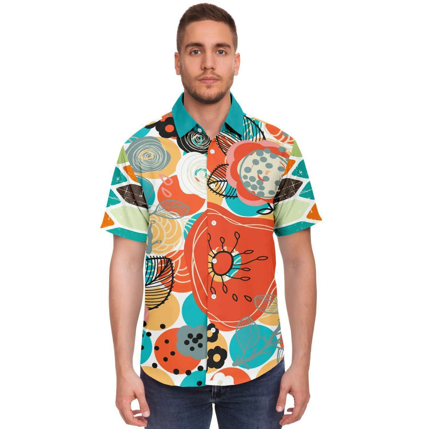 My Geo Life Short Sleeve Button Down Shirt