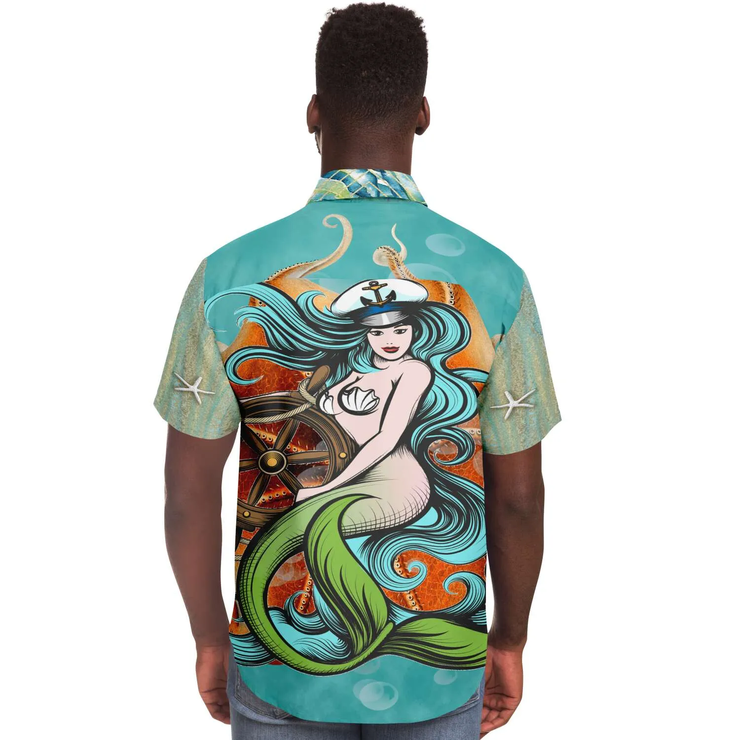 My Little Mermaid Short Sleeve Button Down Shirt