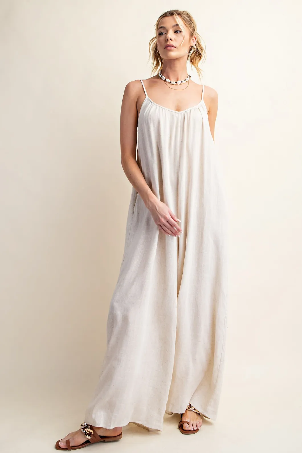 Oatmeal Linen Jumpsuit