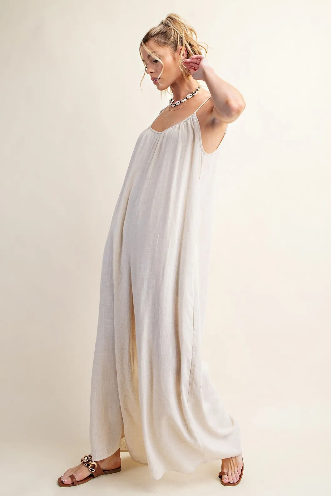 Oatmeal Linen Jumpsuit