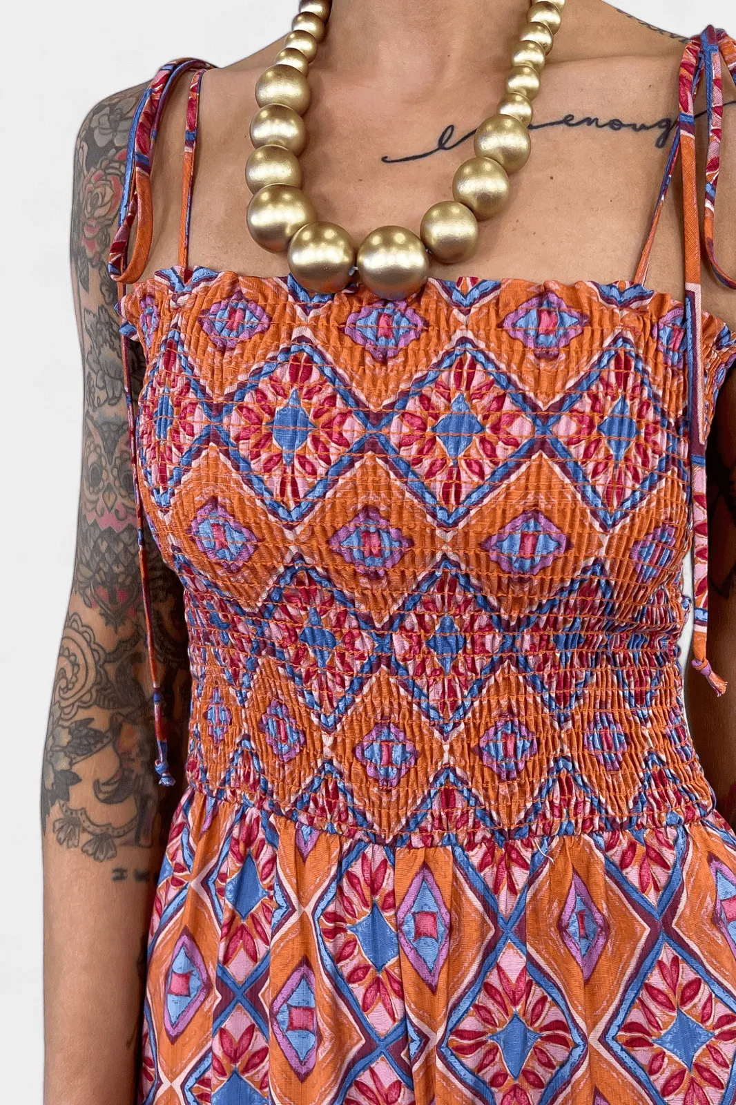 Orange Tribal Flared Jumpsuit