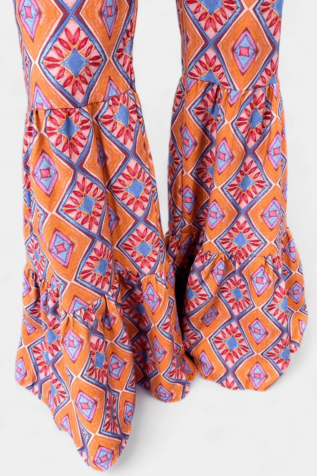 Orange Tribal Flared Jumpsuit