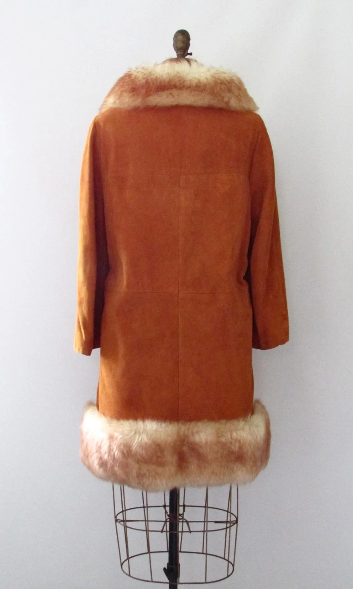 PENNY LANE 60s Suede and Sheepskin Shearling Belted Coat, Medium