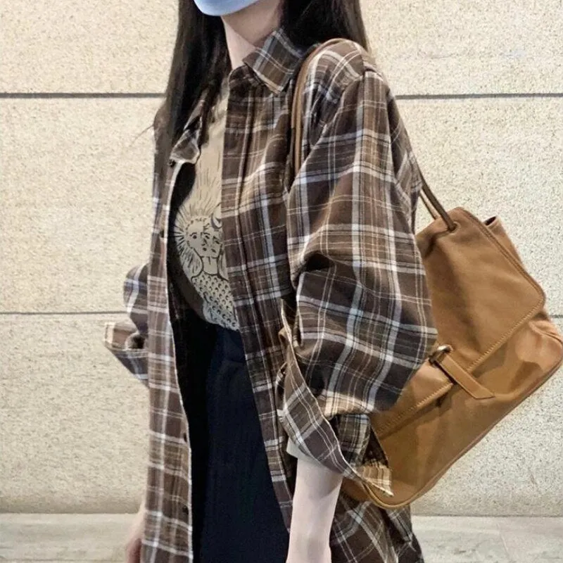 Plaid Shirt With Turn-Down Collar