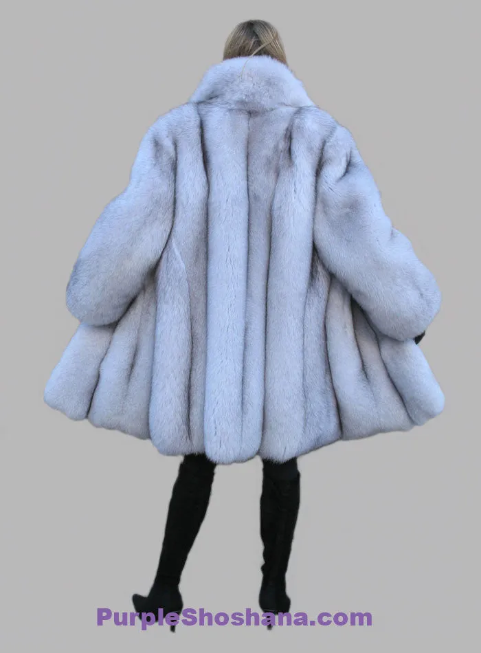 Plush Blue Fox Fur Coat Stroller M/L