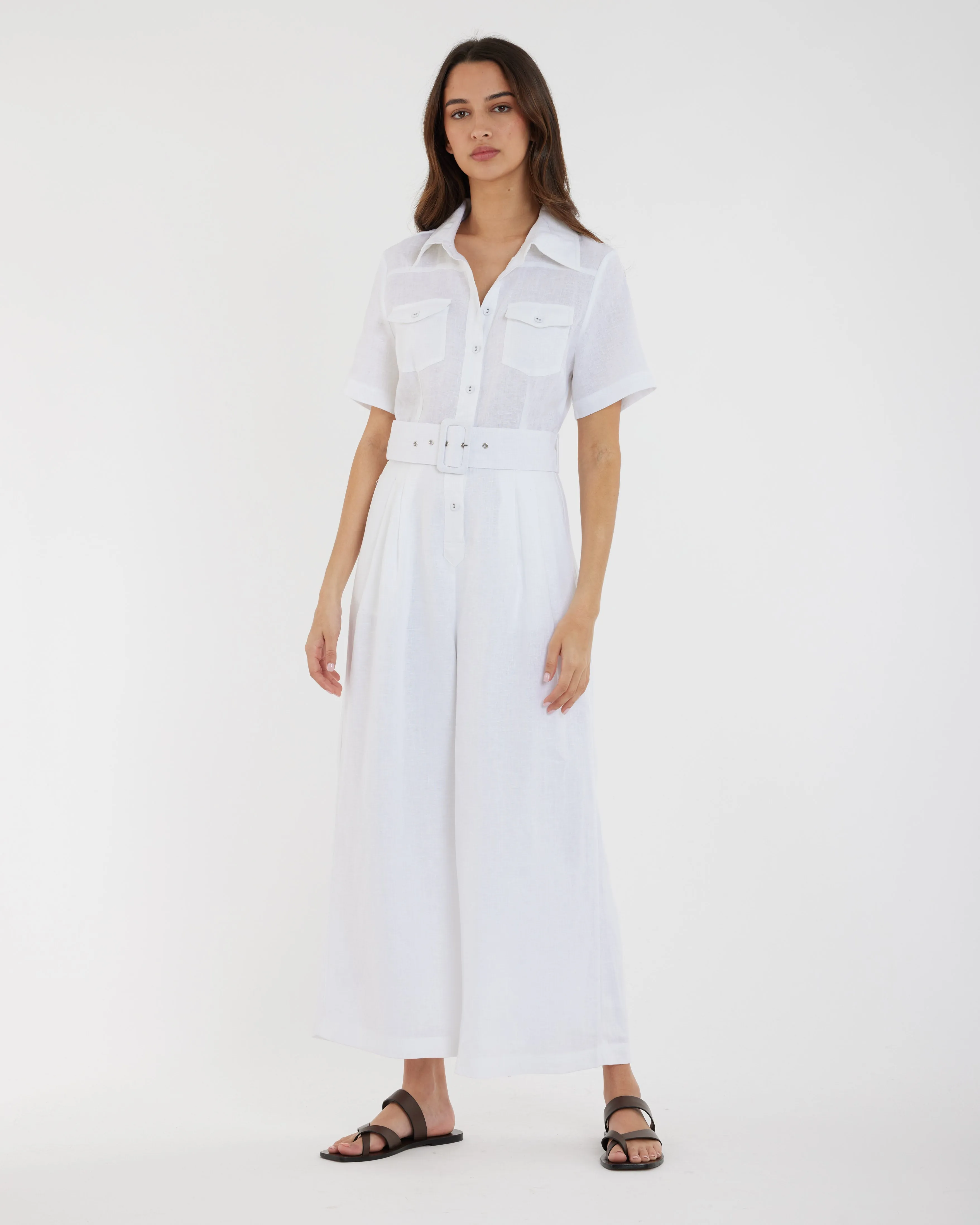 Portsea Linen Jumpsuit - White