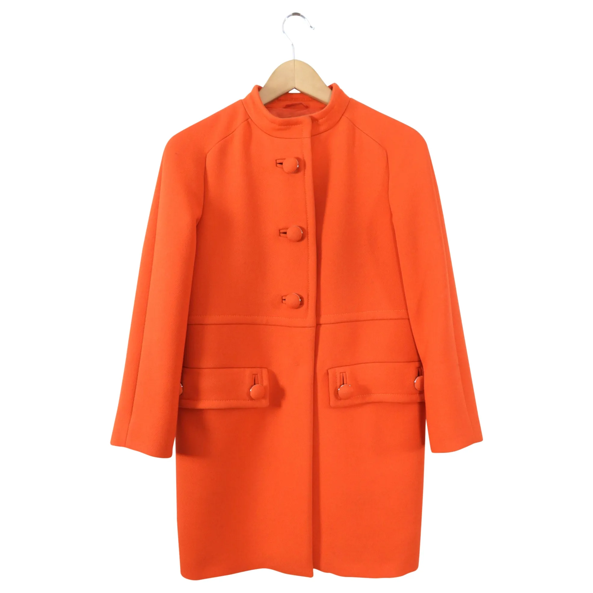 Prada Orange Wool Mod Coat - IT38 / USA 2