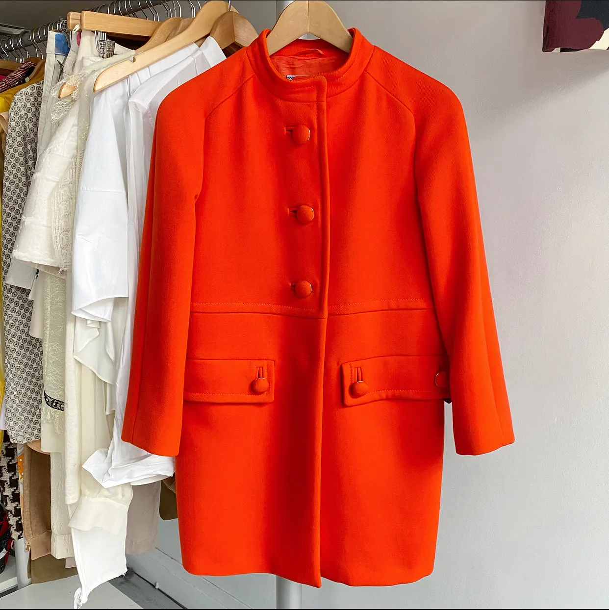 Prada Orange Wool Mod Coat - IT38 / USA 2