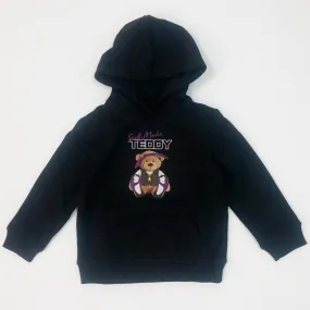 Premium Kid's Self Made Teddy Graphic Pullover Hoodie - Black/Purple