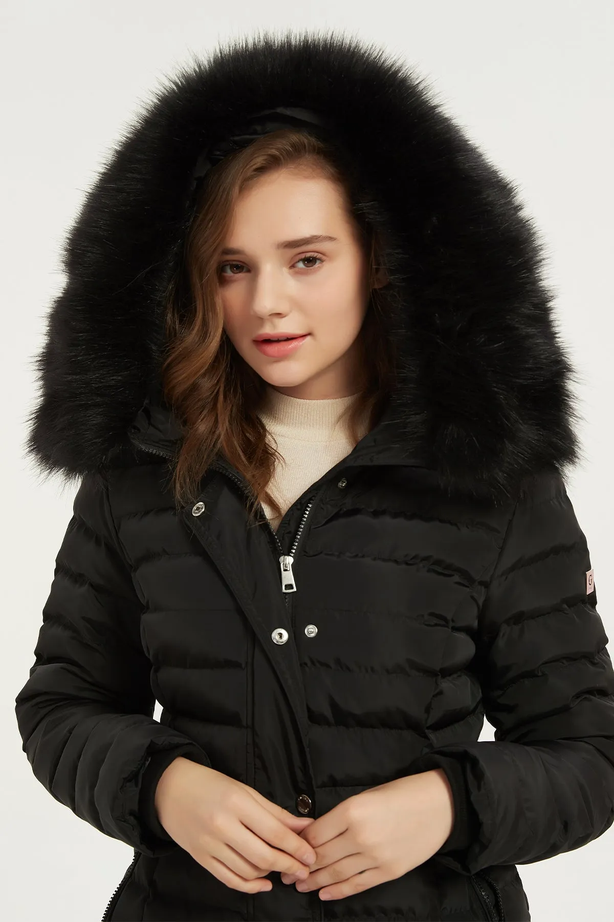 Puffer Coat & Jacket with Big Removable faux fur hood