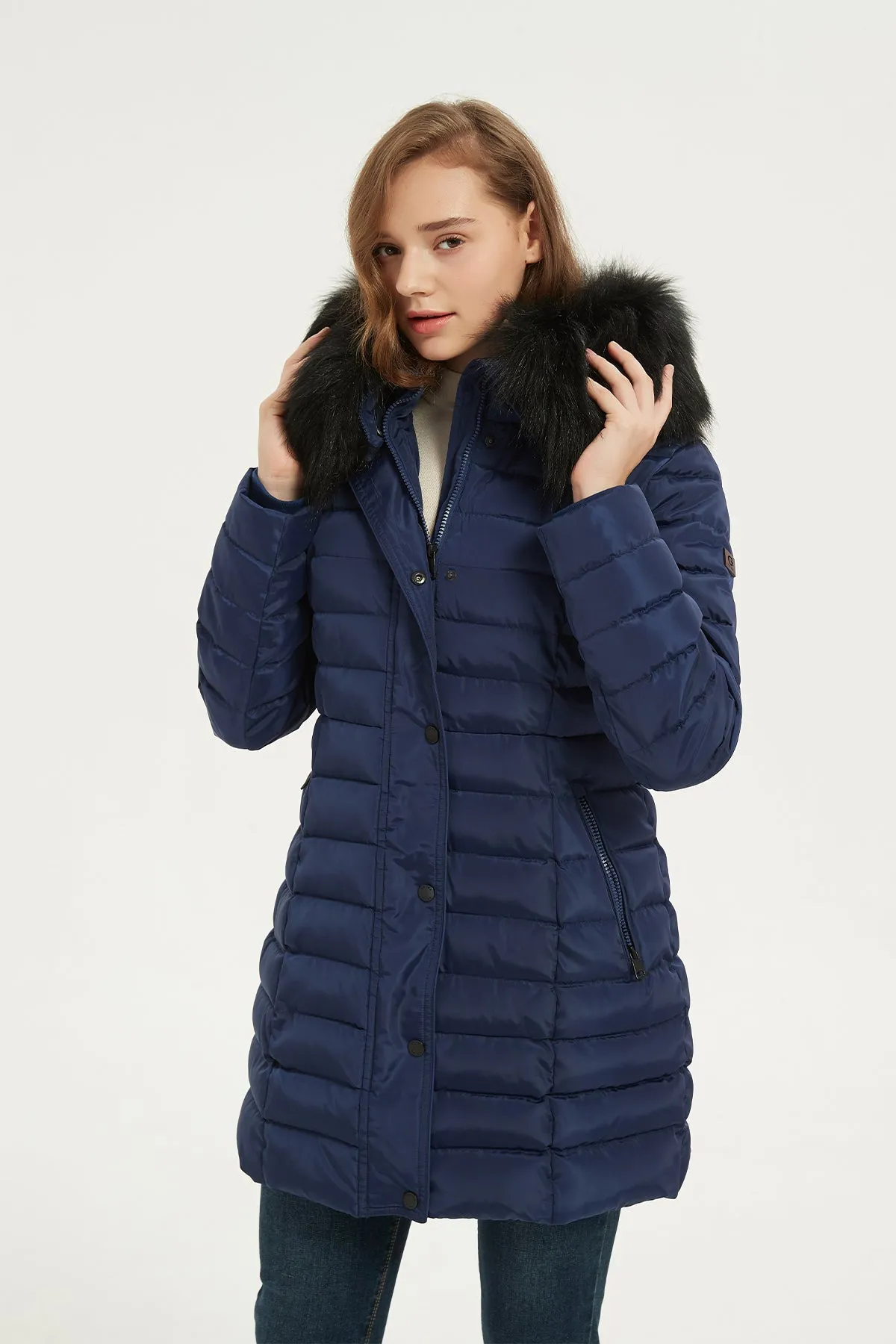 Puffer Coat & Jacket with Big Removable faux fur hood