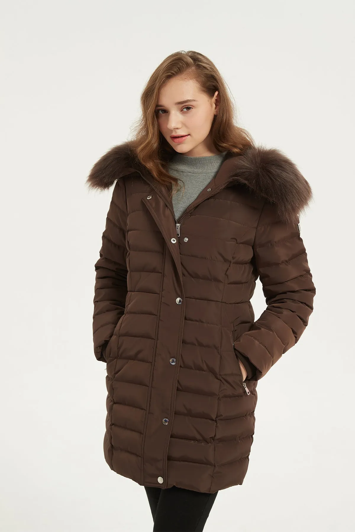 Puffer Coat & Jacket with Big Removable faux fur hood