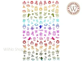 Rainbow Chrome Christmas Adhesive Nail Art Sticker - 1 pc (F600)