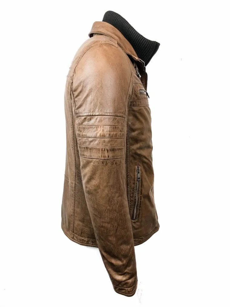 Removable Collar Leather Jacket