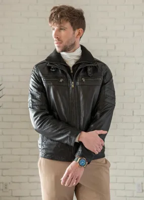 Removable Collar Leather Jacket