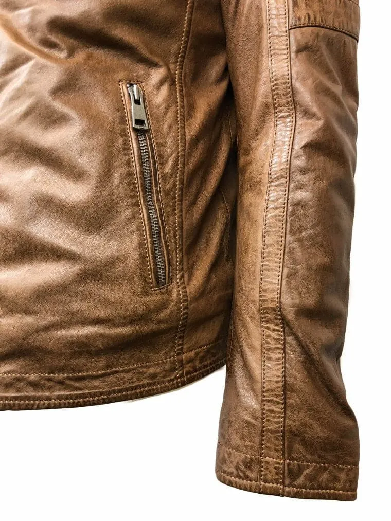 Removable Collar Leather Jacket