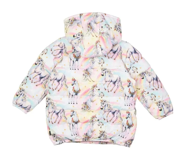 Rock Your Kid - ROCK YOUR BABY SORBET UNICORN LONG HOODED PUFFER JACKET