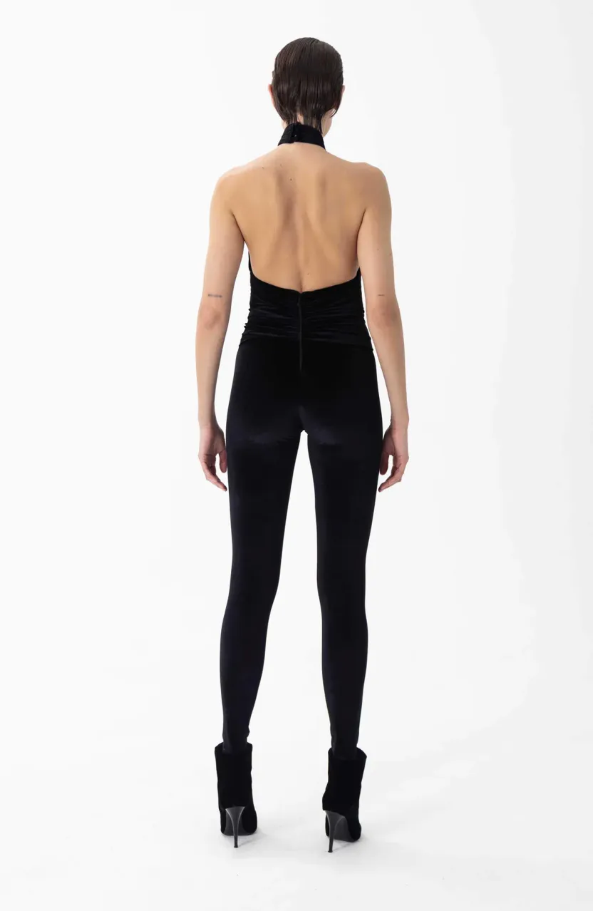 Ronny Kobo Abreen Catsuit in Jet Black Color