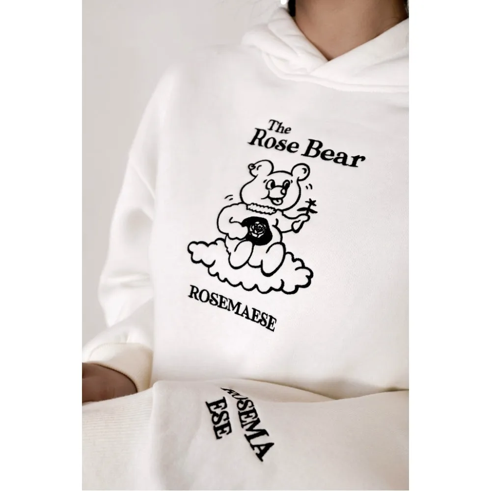 ROSEMAESE BEAR HOODIE-WHITE