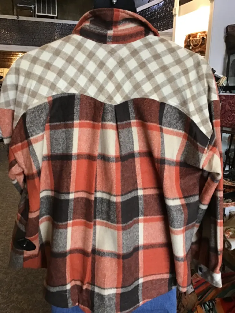 Rust Mixed Plaid Shacket - Small to 2X