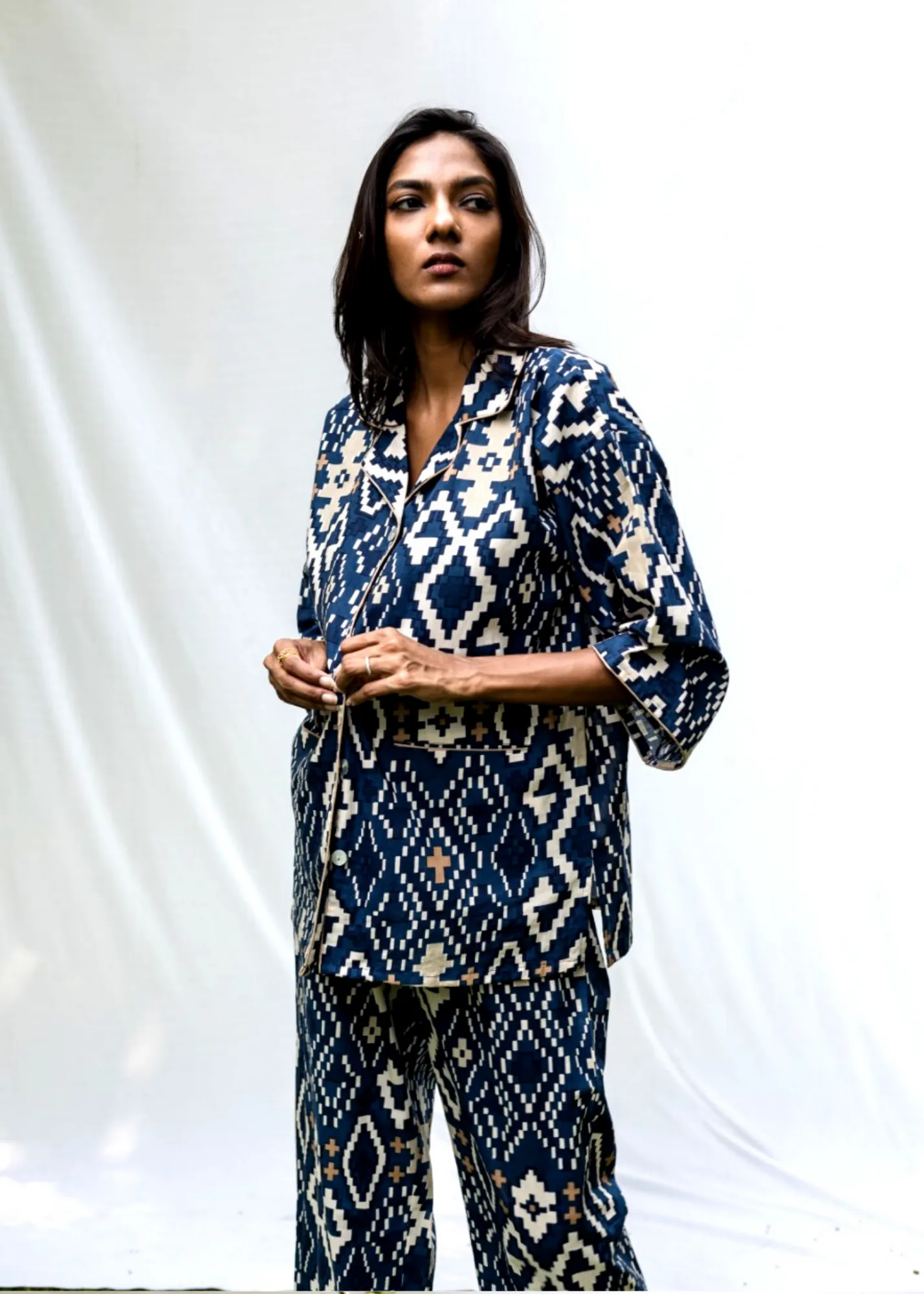 Sharan Boxy PJ Set - Blue Matrix