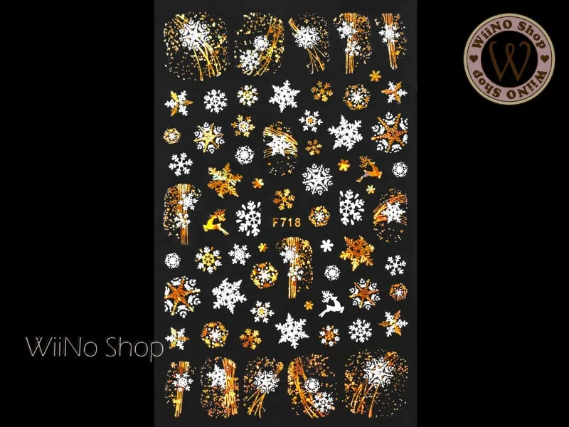 Snowflake Gold Holographic Adhesive Nail Art Sticker - 1 pc (F718-GH)