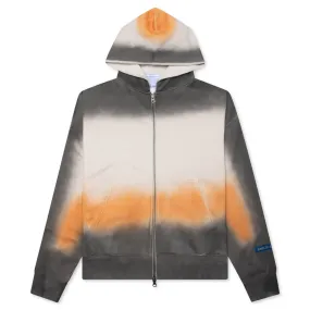 Spray Dyed Zip Thru Hoodie - Grey Dyed