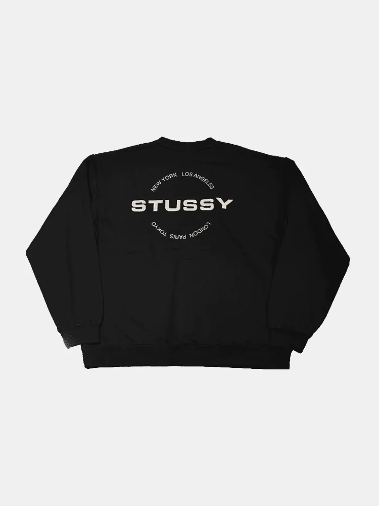 Stussy City Circle 50/50 Crew - Solid Black